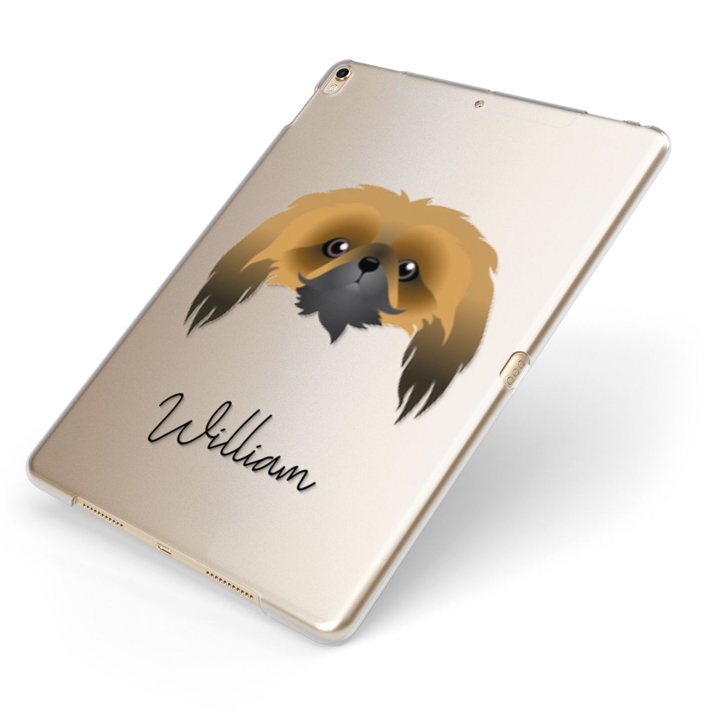 Pekingese Personalised Apple iPad Case on Gold iPad Side View