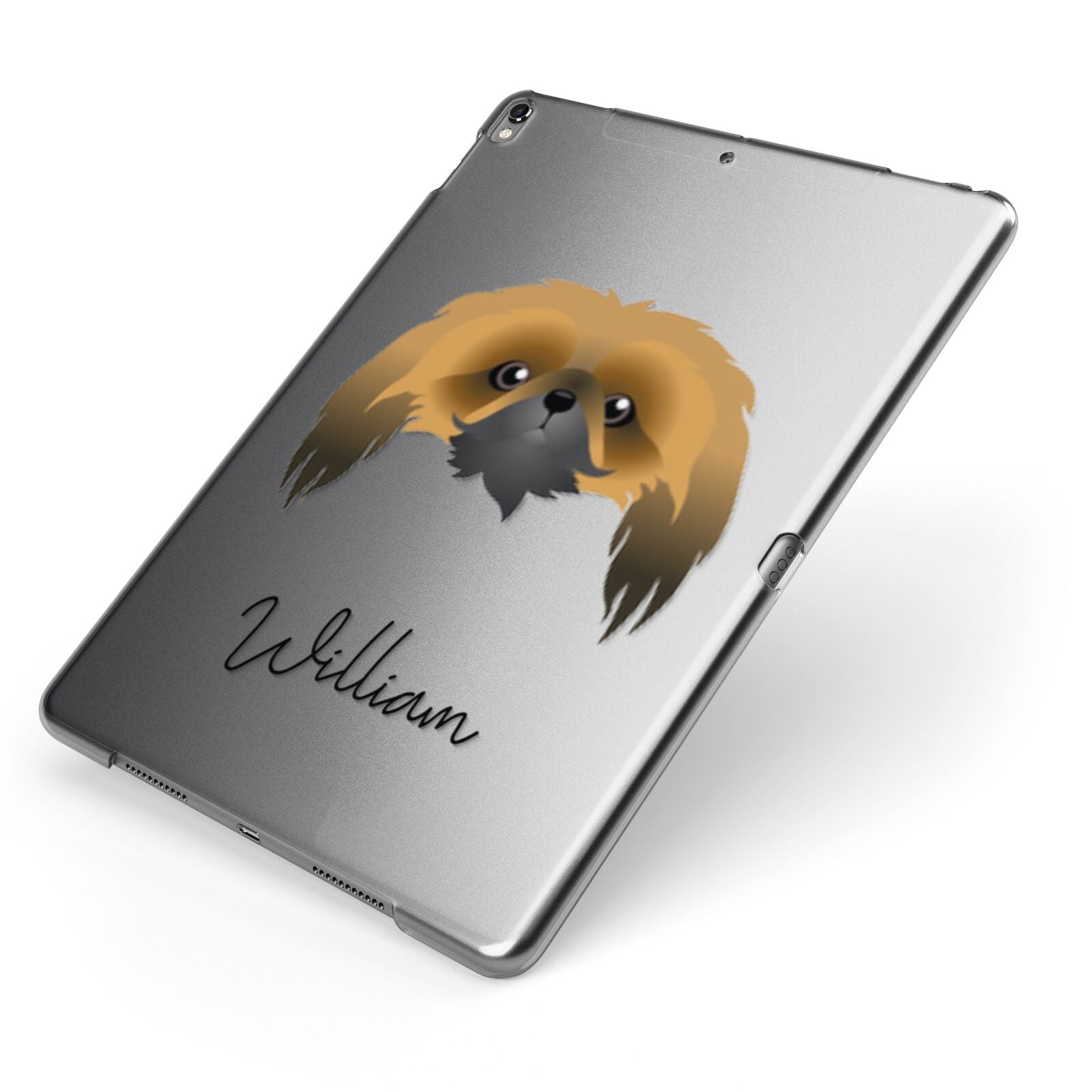 Pekingese Personalised Apple iPad Case on Grey iPad Side View