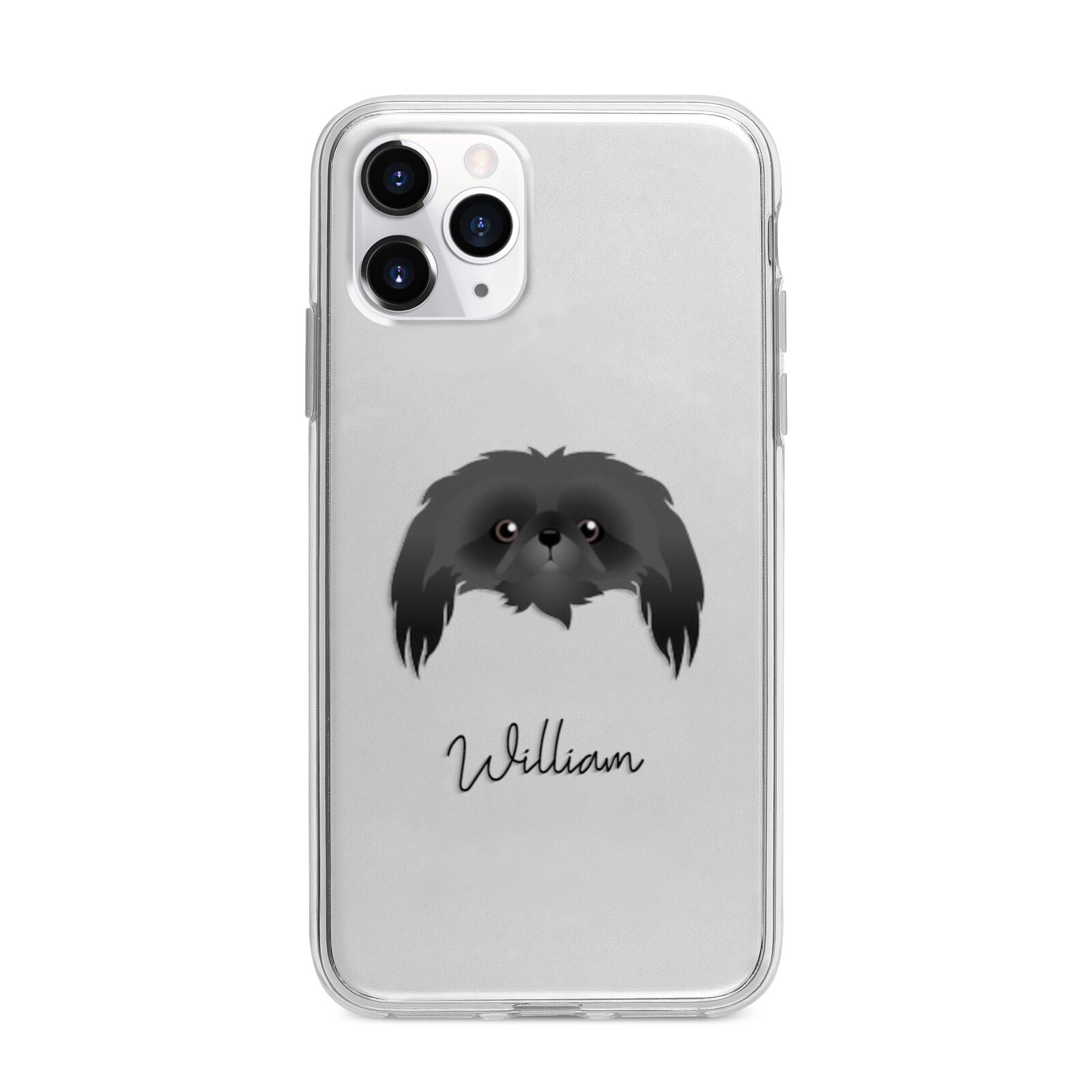 Pekingese Personalised Apple iPhone 11 Pro Max in Silver with Bumper Case