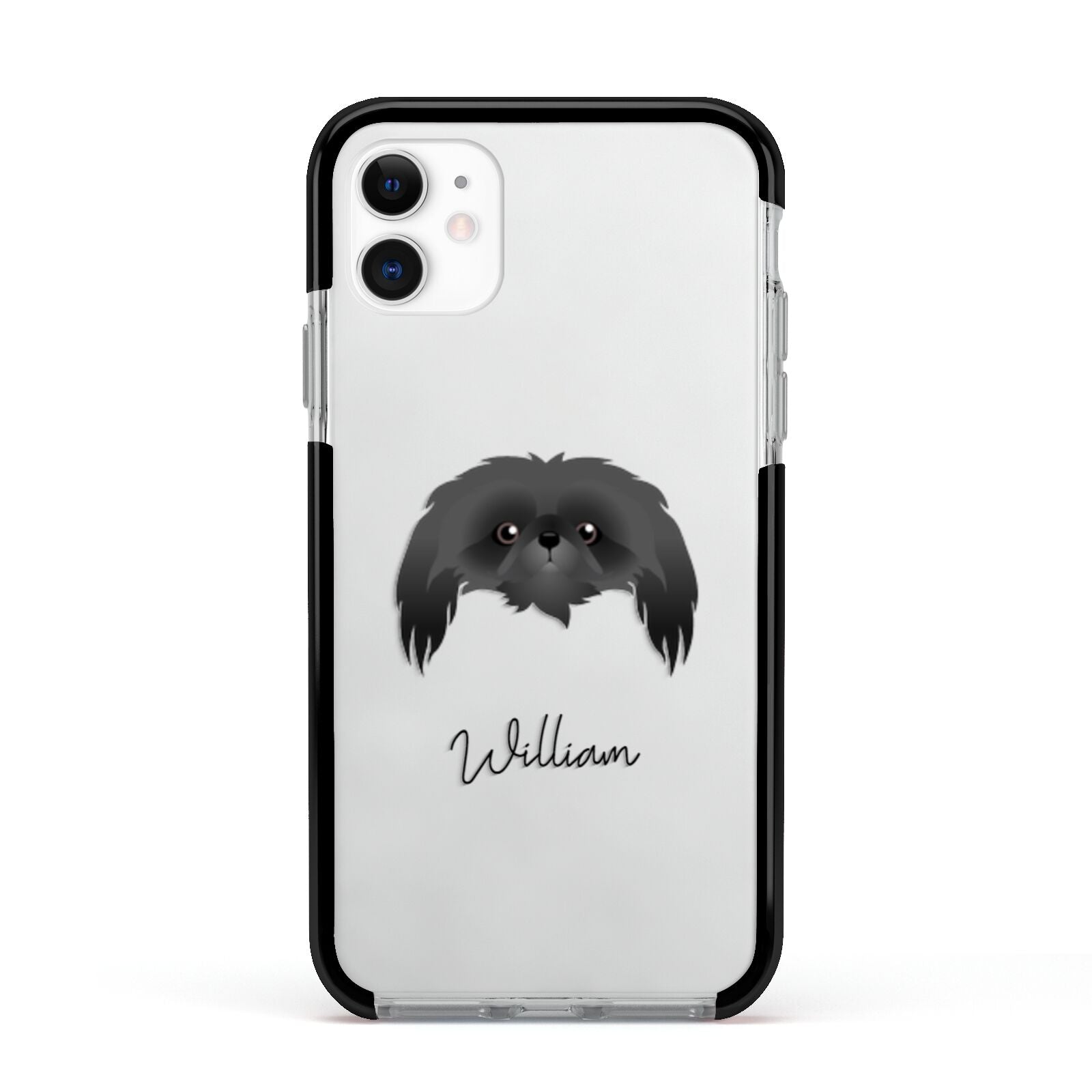 Pekingese Personalised Apple iPhone 11 in White with Black Impact Case
