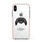 Pekingese Personalised Apple iPhone Xs Impact Case Pink Edge on Silver Phone