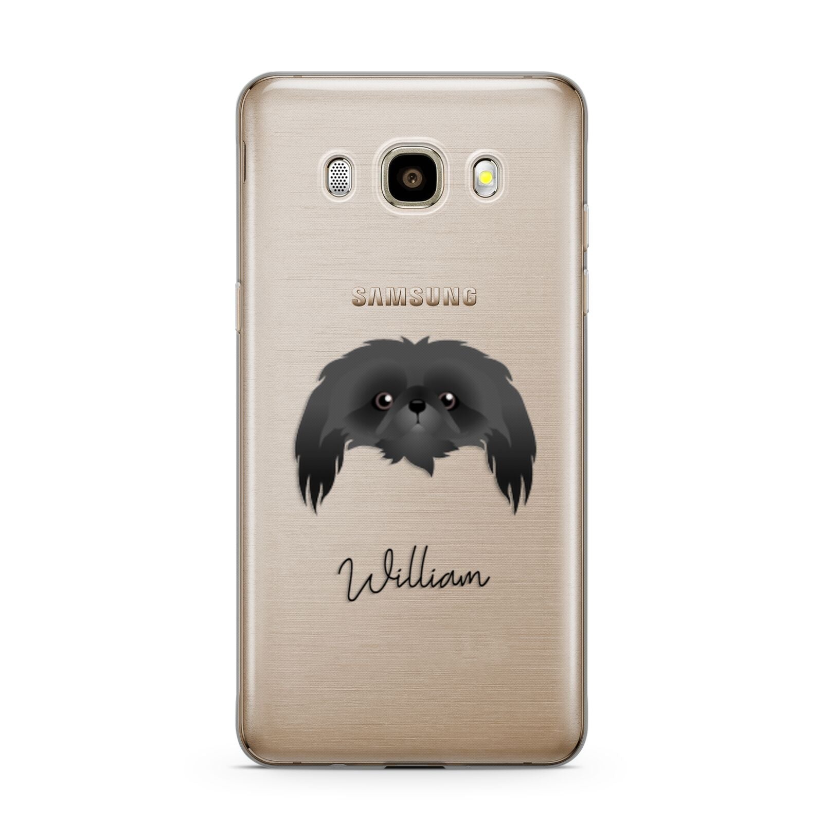 Pekingese Personalised Samsung Galaxy J7 2016 Case on gold phone
