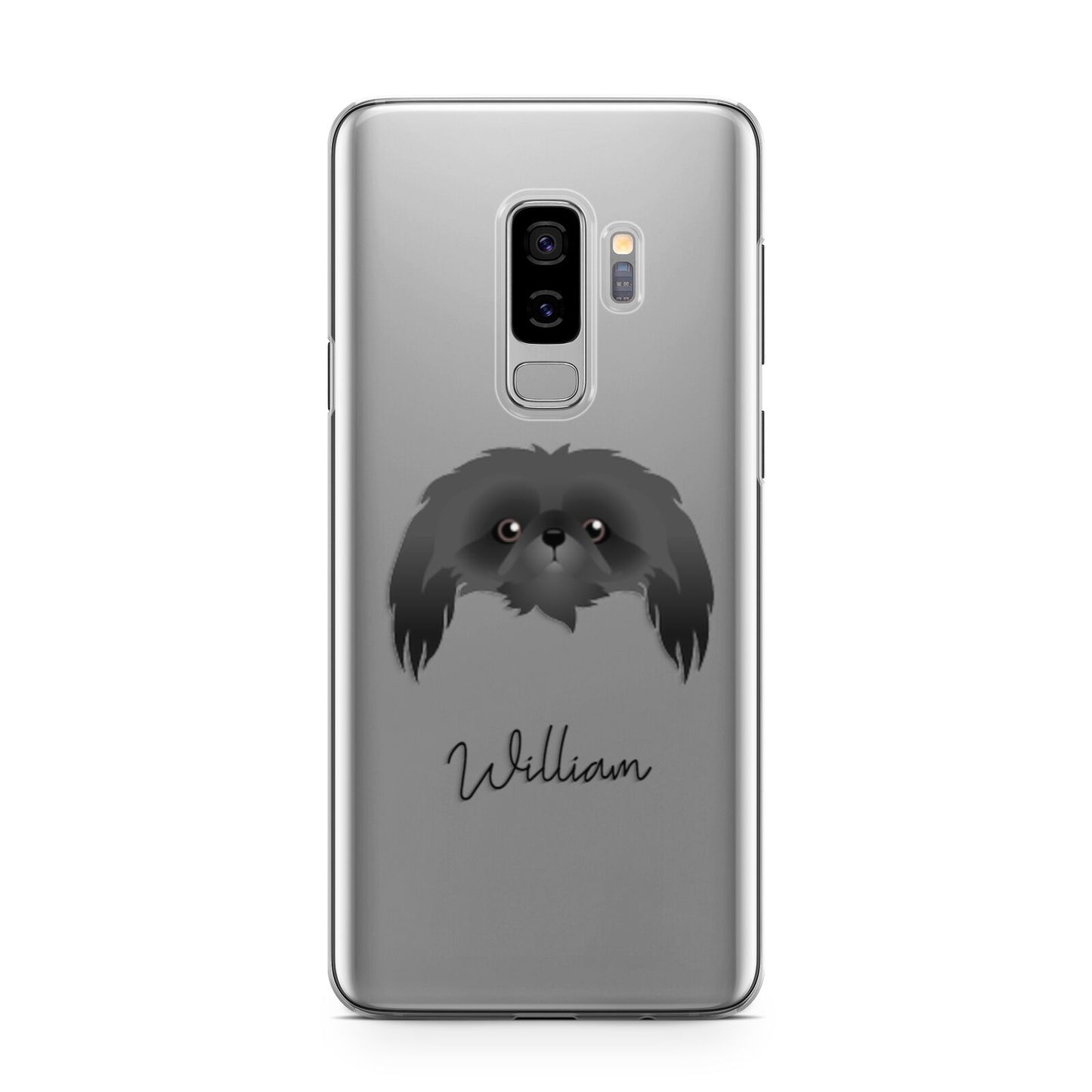 Pekingese Personalised Samsung Galaxy S9 Plus Case on Silver phone