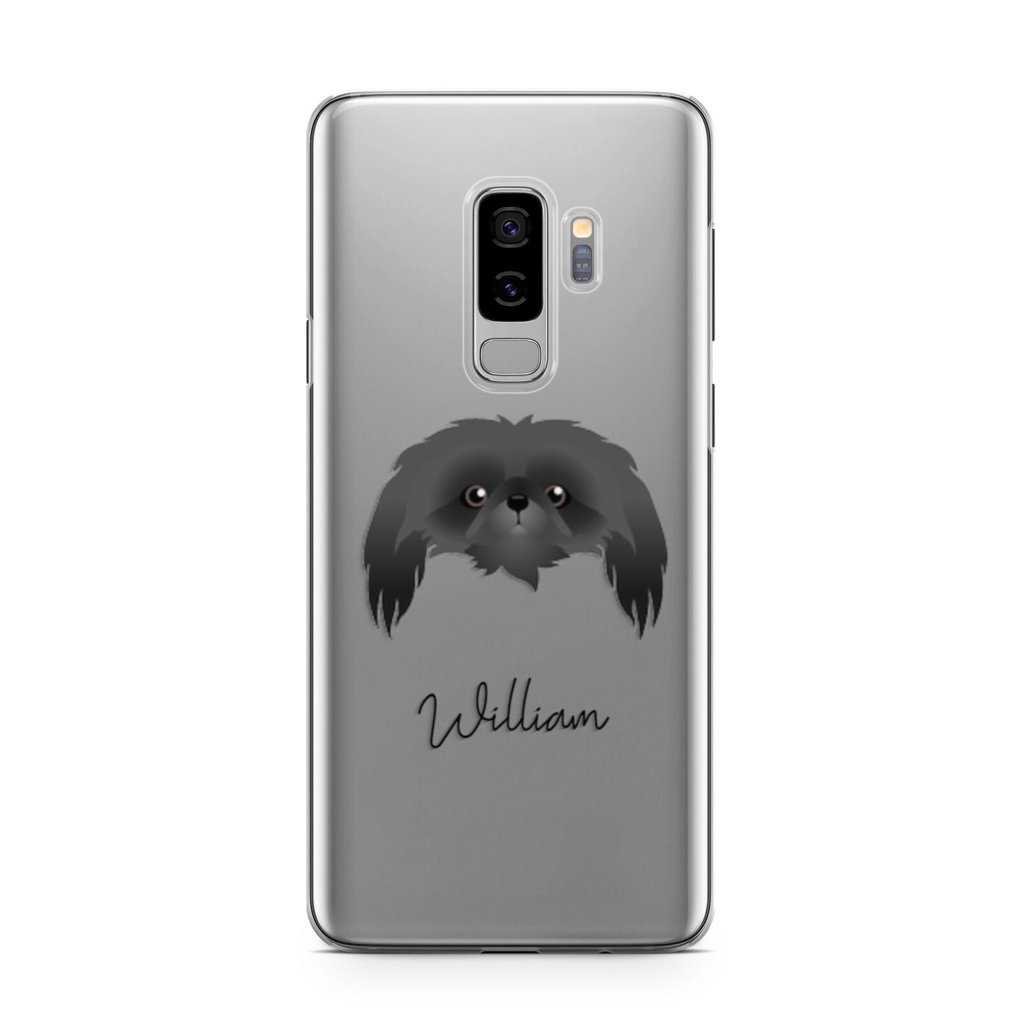Pekingese Personalised Samsung Galaxy S9 Plus Case on Silver phone