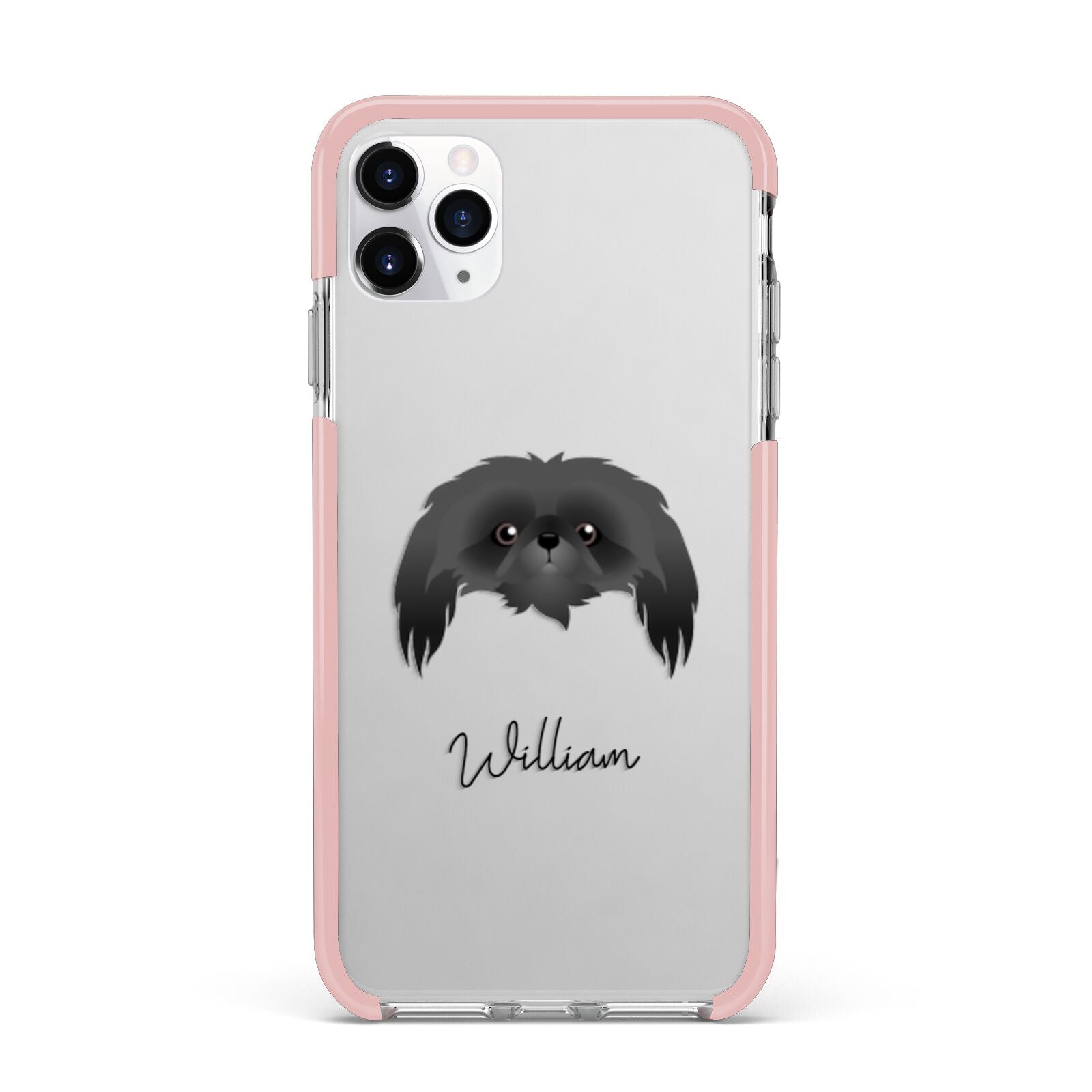 Pekingese Personalised iPhone 11 Pro Max Impact Pink Edge Case