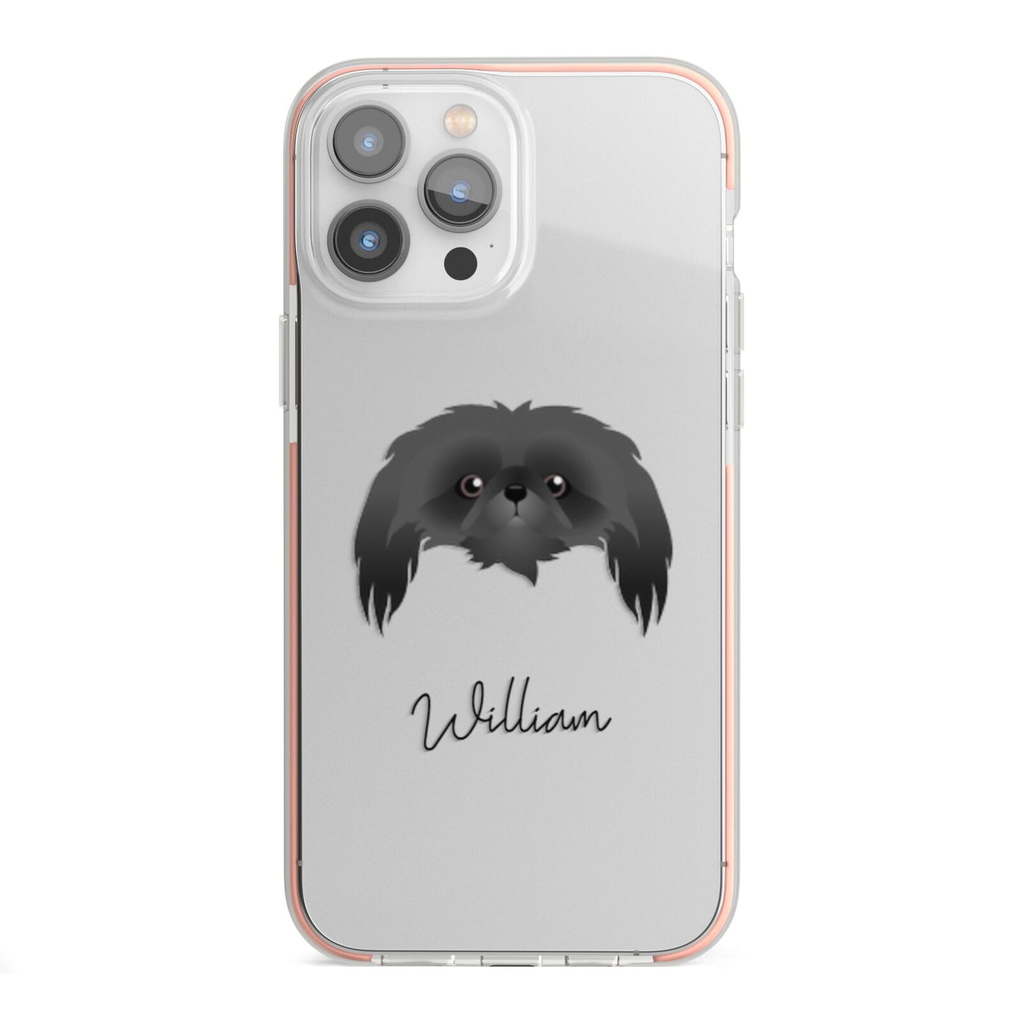 Pekingese Personalised iPhone 13 Pro Max TPU Impact Case with Pink Edges