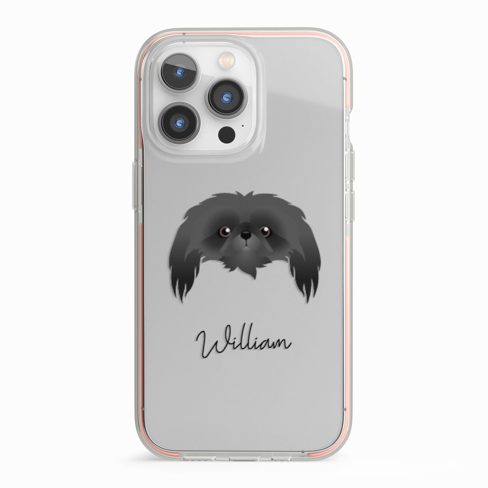 Pekingese Personalised iPhone 13 Pro TPU Impact Case with Pink Edges