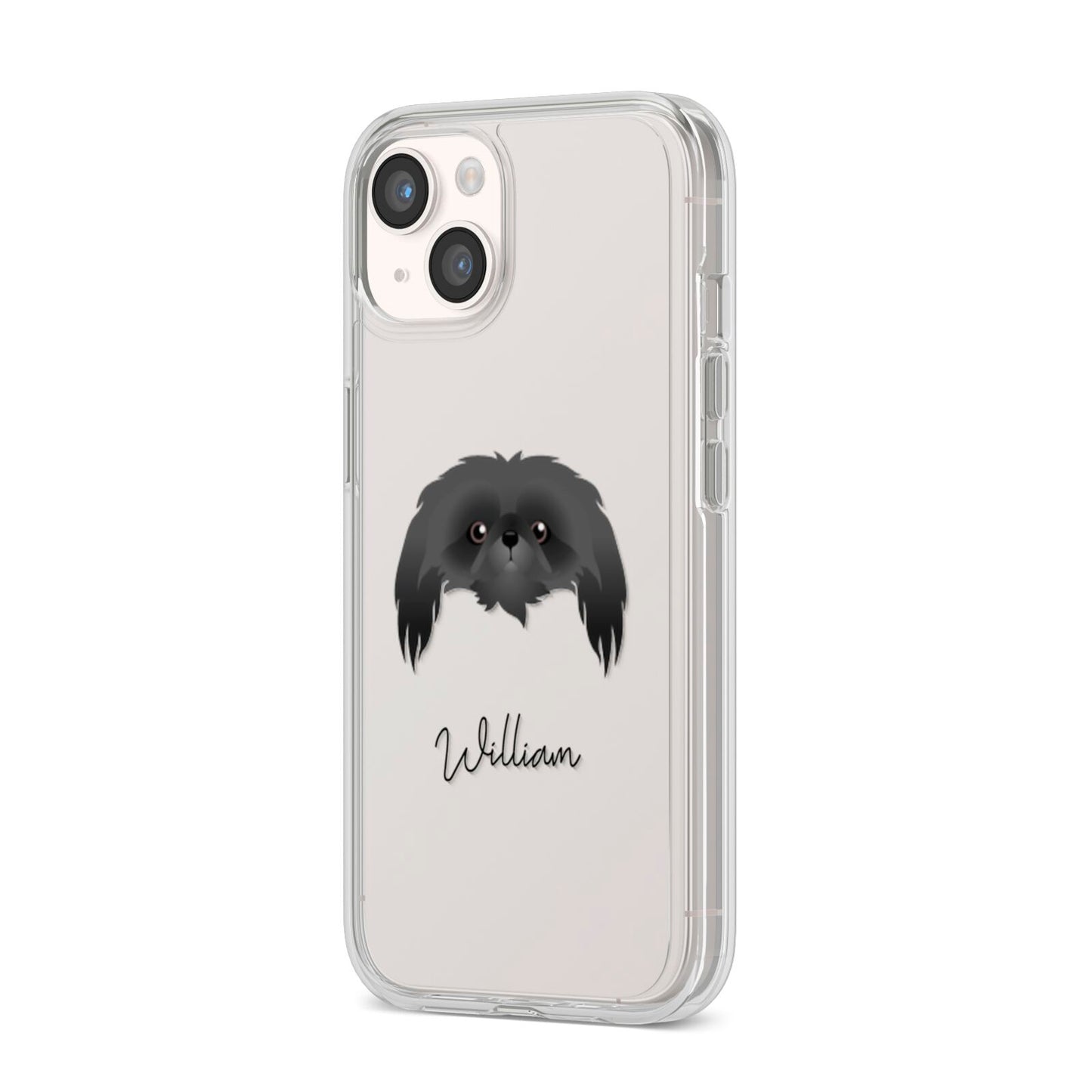 Pekingese Personalised iPhone 14 Clear Tough Case Starlight Angled Image