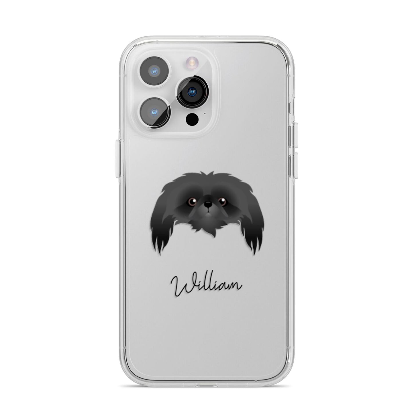 Pekingese Personalised iPhone 14 Pro Max Clear Tough Case Silver