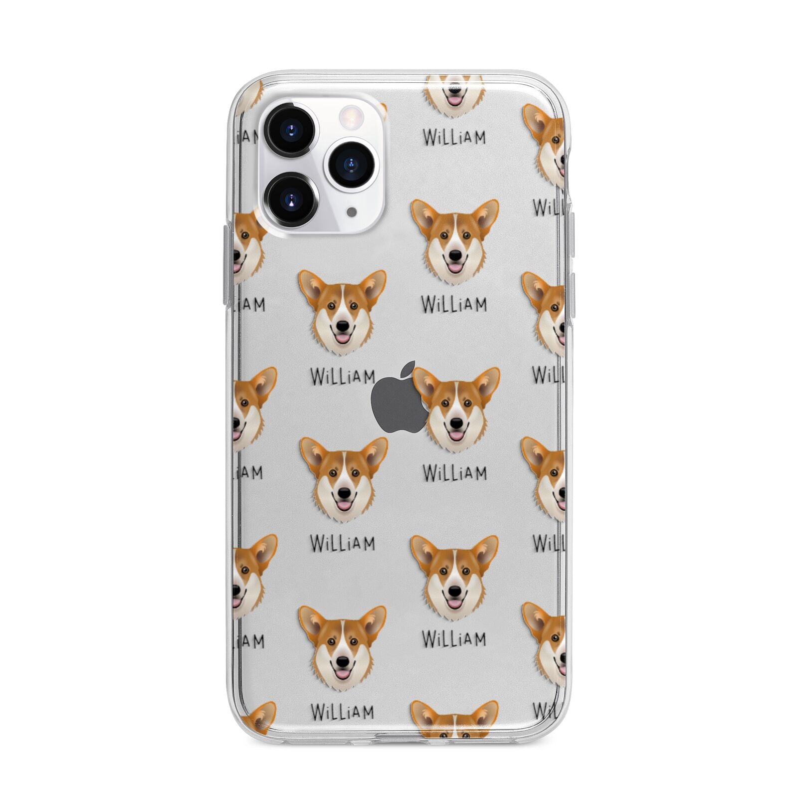 Pembroke Welsh Corgi Icon with Name Apple iPhone 11 Pro Max in Silver with Bumper Case