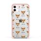 Pembroke Welsh Corgi Icon with Name Apple iPhone 11 in White with Pink Impact Case