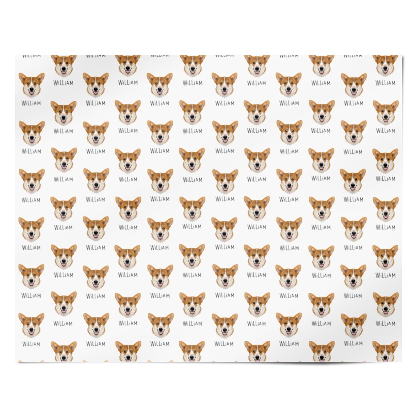 Pembroke Welsh Corgi Icon with Name Personalised Wrapping Paper Alternative