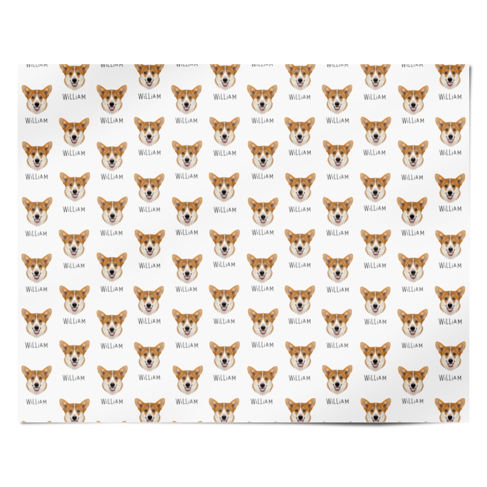 Pembroke Welsh Corgi Icon with Name Personalised Wrapping Paper Alternative