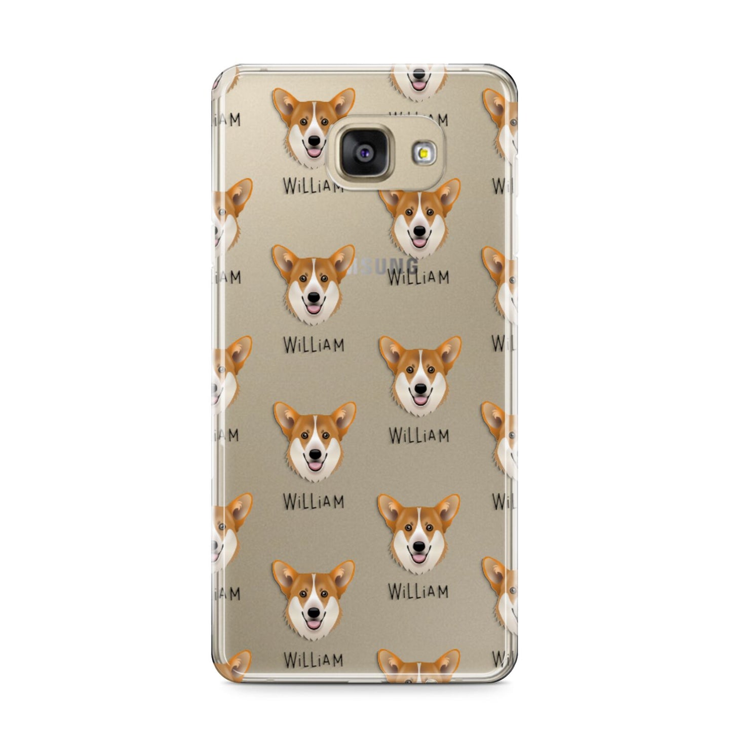 Pembroke Welsh Corgi Icon with Name Samsung Galaxy A9 2016 Case on gold phone