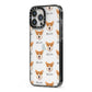 Pembroke Welsh Corgi Icon with Name iPhone 13 Pro Max Black Impact Case Side Angle on Silver phone