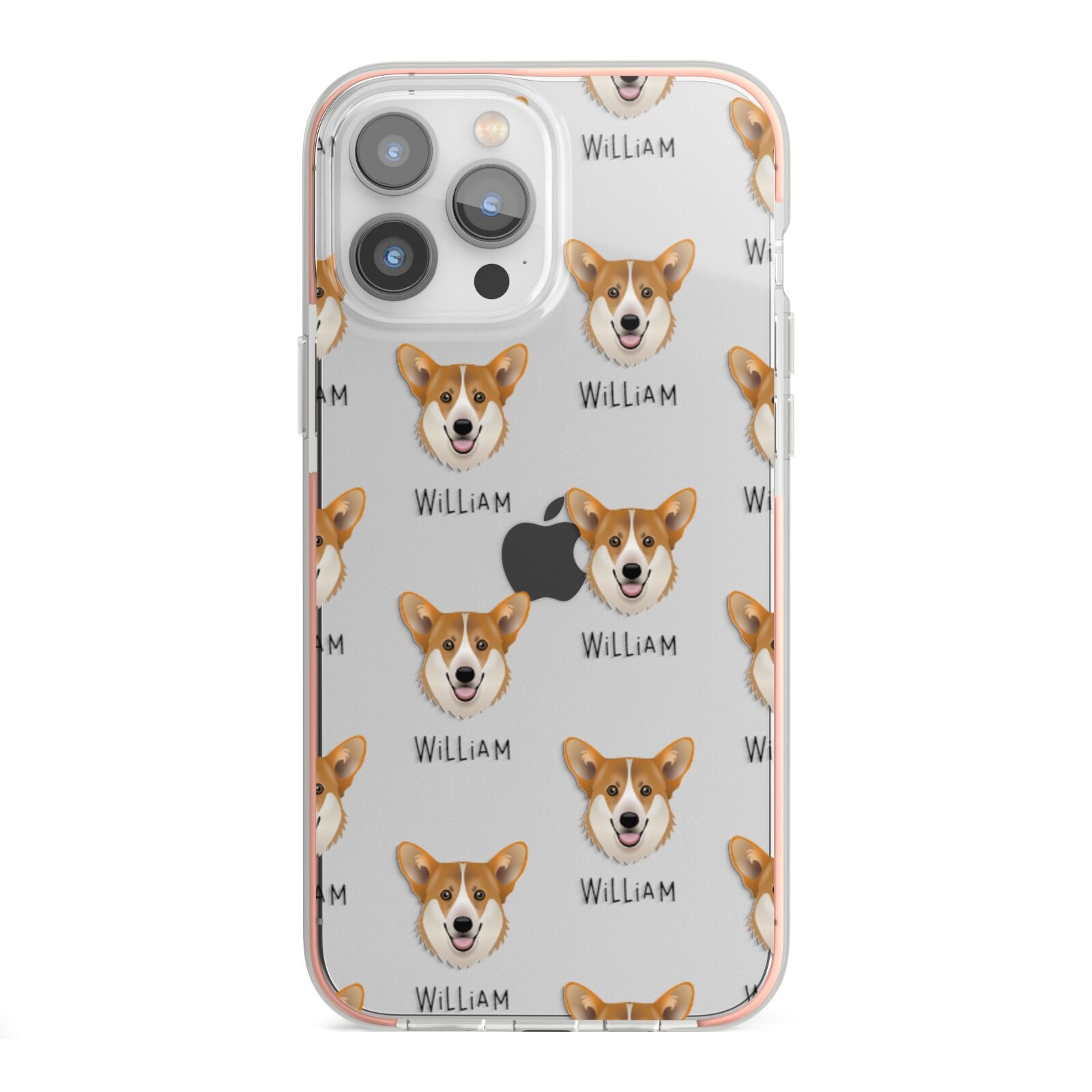 Pembroke Welsh Corgi Icon with Name iPhone 13 Pro Max TPU Impact Case with Pink Edges