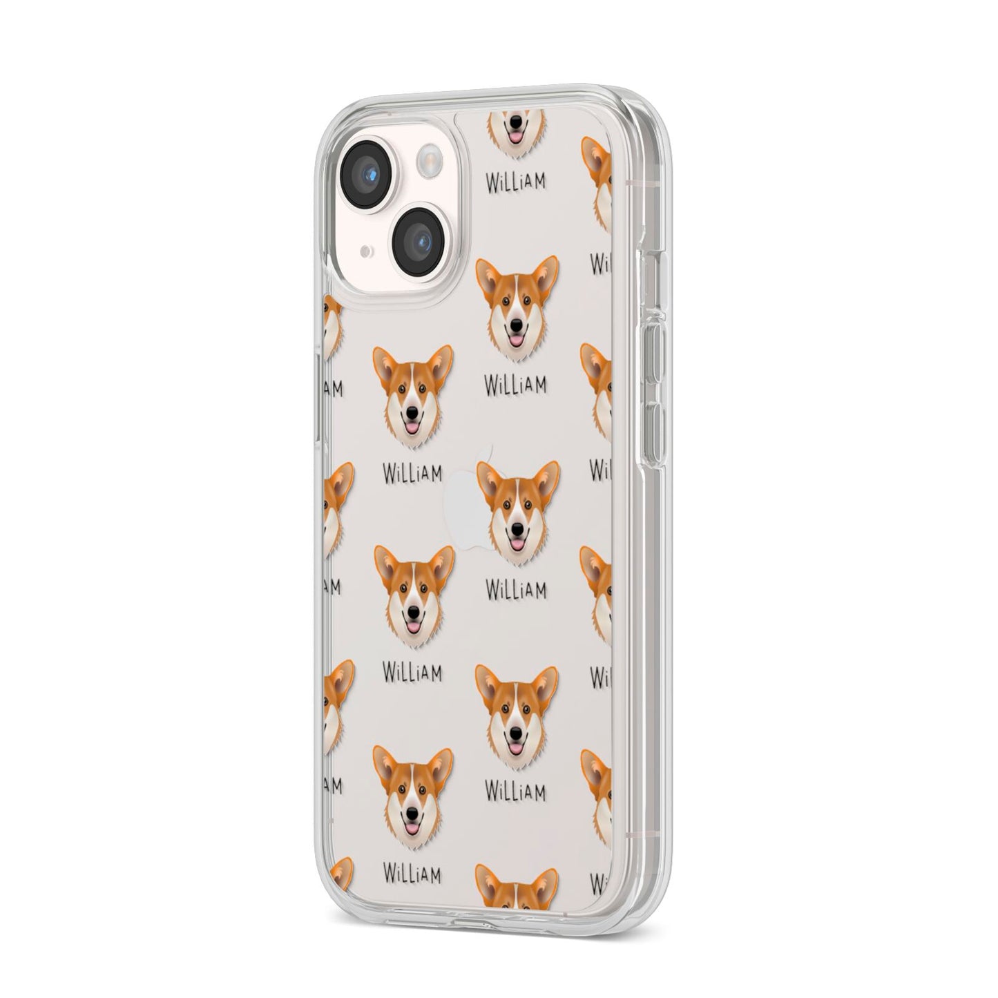 Pembroke Welsh Corgi Icon with Name iPhone 14 Clear Tough Case Starlight Angled Image