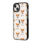 Pembroke Welsh Corgi Icon with Name iPhone 14 Plus Black Impact Case Side Angle on Silver phone