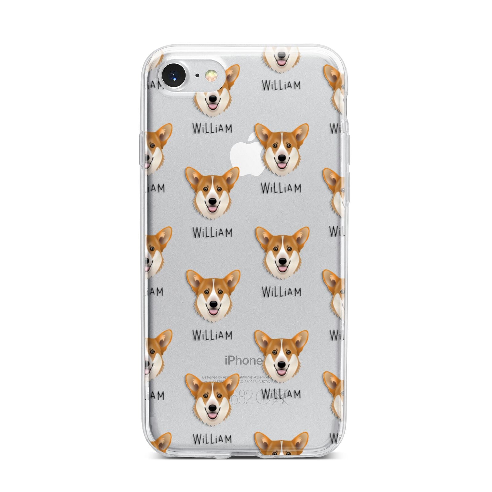 Pembroke Welsh Corgi Icon with Name iPhone 7 Bumper Case on Silver iPhone