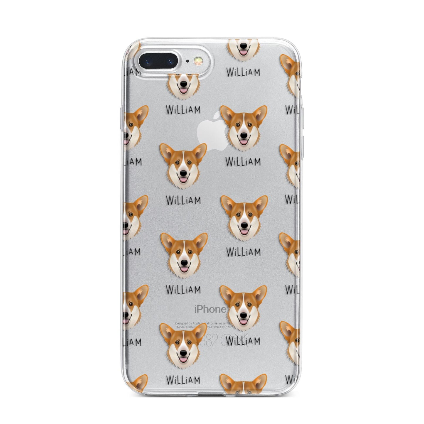 Pembroke Welsh Corgi Icon with Name iPhone 7 Plus Bumper Case on Silver iPhone