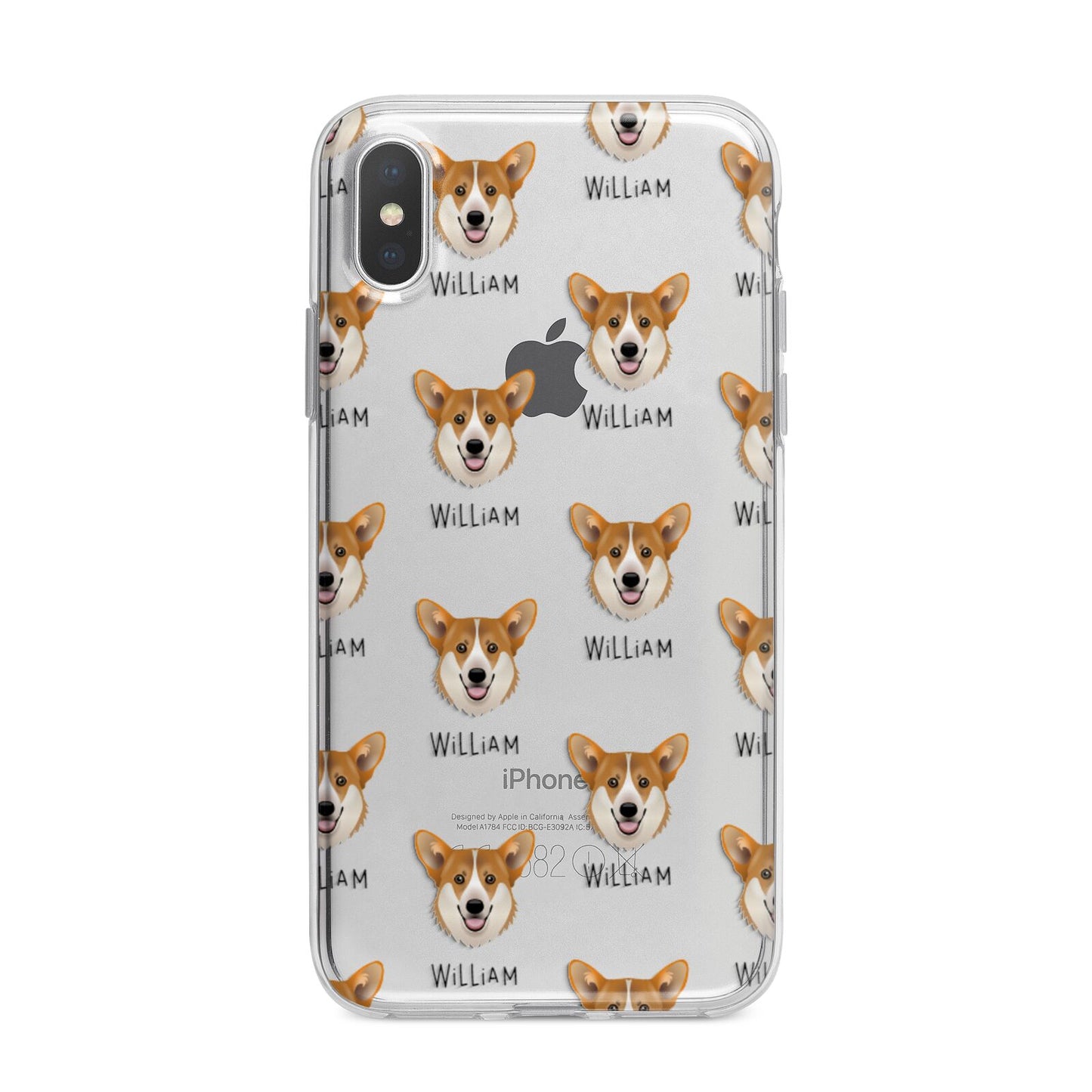 Pembroke Welsh Corgi Icon with Name iPhone X Bumper Case on Silver iPhone Alternative Image 1
