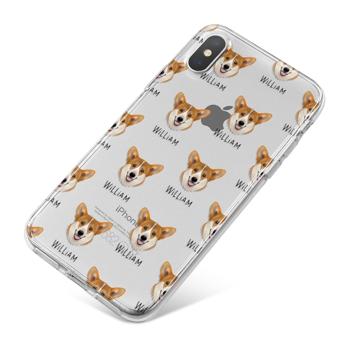 Pembroke Welsh Corgi Icon with Name iPhone X Bumper Case on Silver iPhone