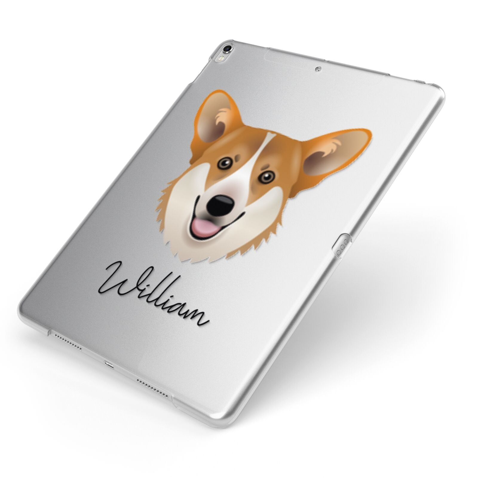 Pembroke Welsh Corgi Personalised Apple iPad Case on Silver iPad Side View