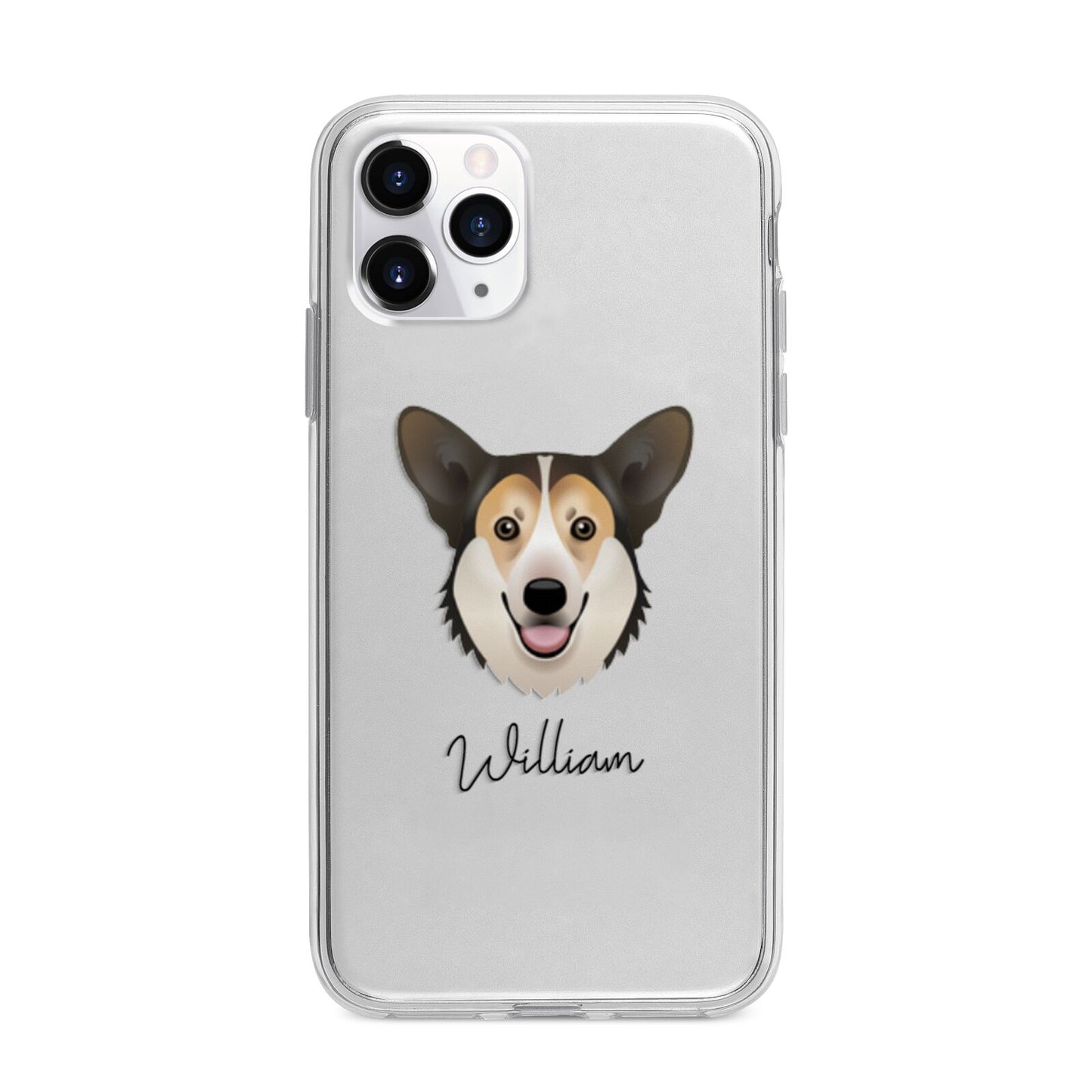 Pembroke Welsh Corgi Personalised Apple iPhone 11 Pro Max in Silver with Bumper Case