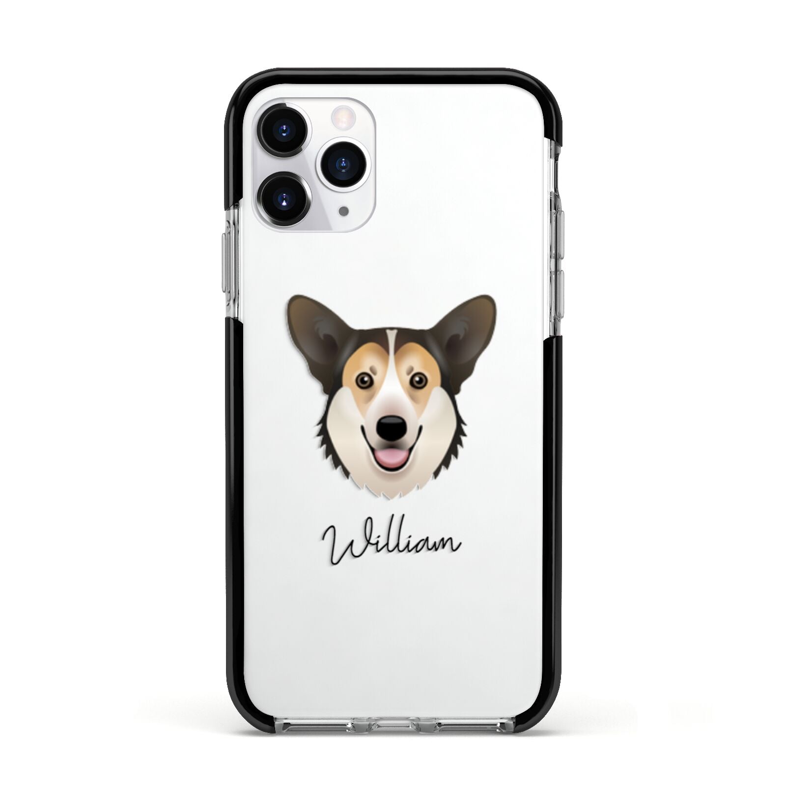Pembroke Welsh Corgi Personalised Apple iPhone 11 Pro in Silver with Black Impact Case