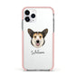 Pembroke Welsh Corgi Personalised Apple iPhone 11 Pro in Silver with Pink Impact Case