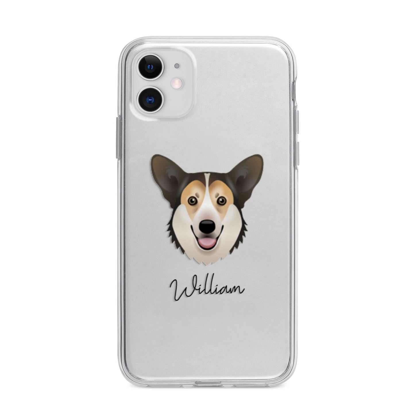 Pembroke Welsh Corgi Personalised Apple iPhone 11 in White with Bumper Case