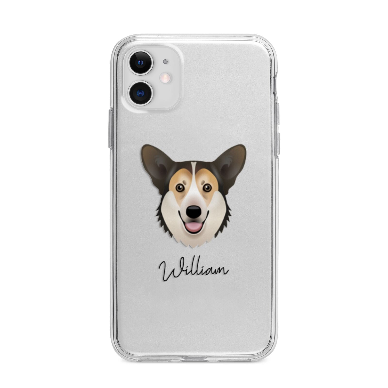 Pembroke Welsh Corgi Personalised Apple iPhone 11 in White with Bumper Case