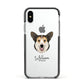 Pembroke Welsh Corgi Personalised Apple iPhone Xs Impact Case Black Edge on Silver Phone