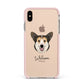 Pembroke Welsh Corgi Personalised Apple iPhone Xs Max Impact Case Pink Edge on Gold Phone