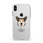 Pembroke Welsh Corgi Personalised Apple iPhone Xs Max Impact Case White Edge on Silver Phone