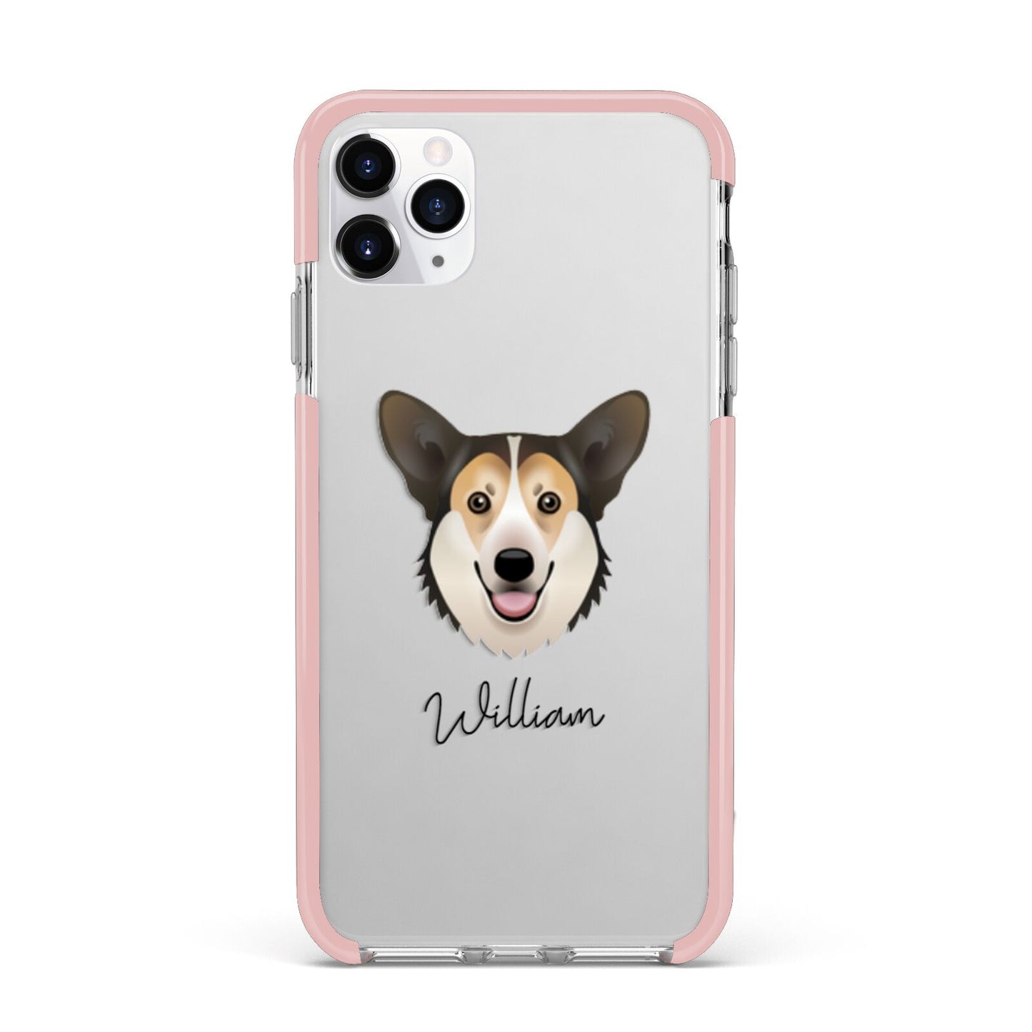 Pembroke Welsh Corgi Personalised iPhone 11 Pro Max Impact Pink Edge Case
