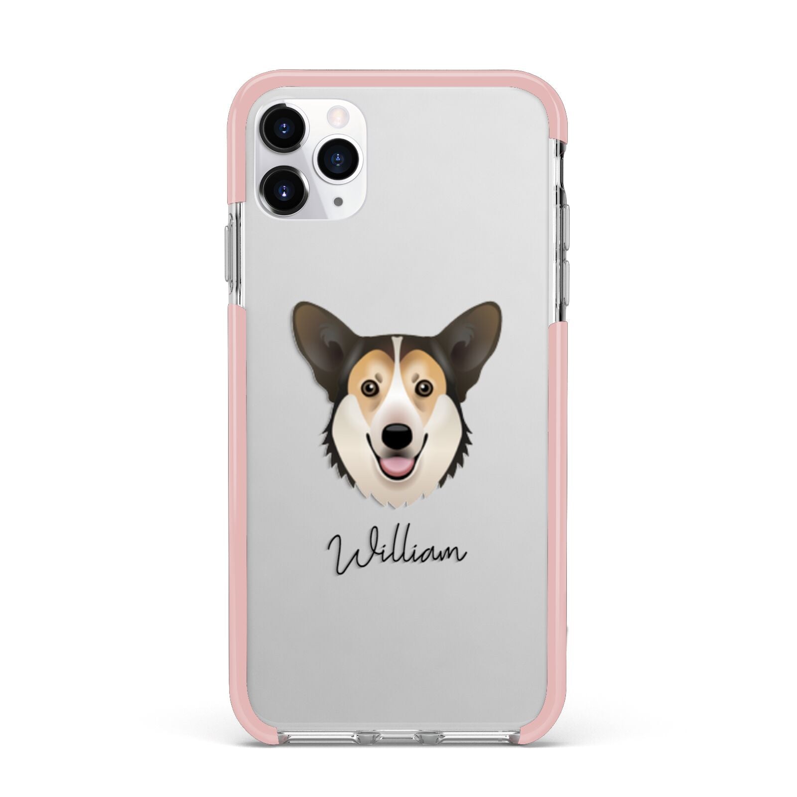 Pembroke Welsh Corgi Personalised iPhone 11 Pro Max Impact Pink Edge Case