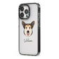 Pembroke Welsh Corgi Personalised iPhone 13 Pro Black Impact Case Side Angle on Silver phone
