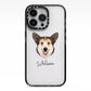 Pembroke Welsh Corgi Personalised iPhone 13 Pro Black Impact Case on Silver phone