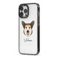 Pembroke Welsh Corgi Personalised iPhone 13 Pro Max Black Impact Case Side Angle on Silver phone