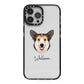 Pembroke Welsh Corgi Personalised iPhone 13 Pro Max Black Impact Case on Silver phone
