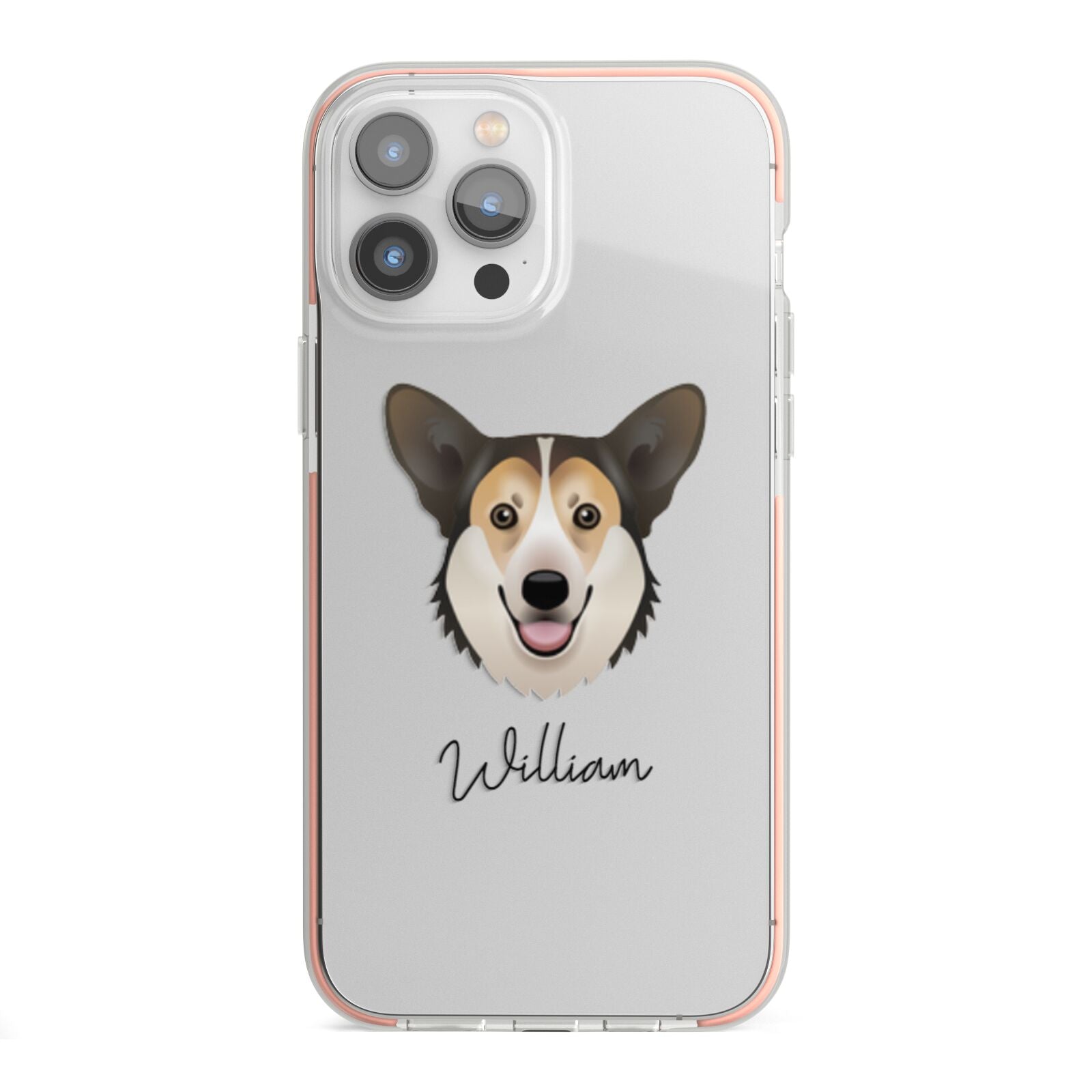 Pembroke Welsh Corgi Personalised iPhone 13 Pro Max TPU Impact Case with Pink Edges