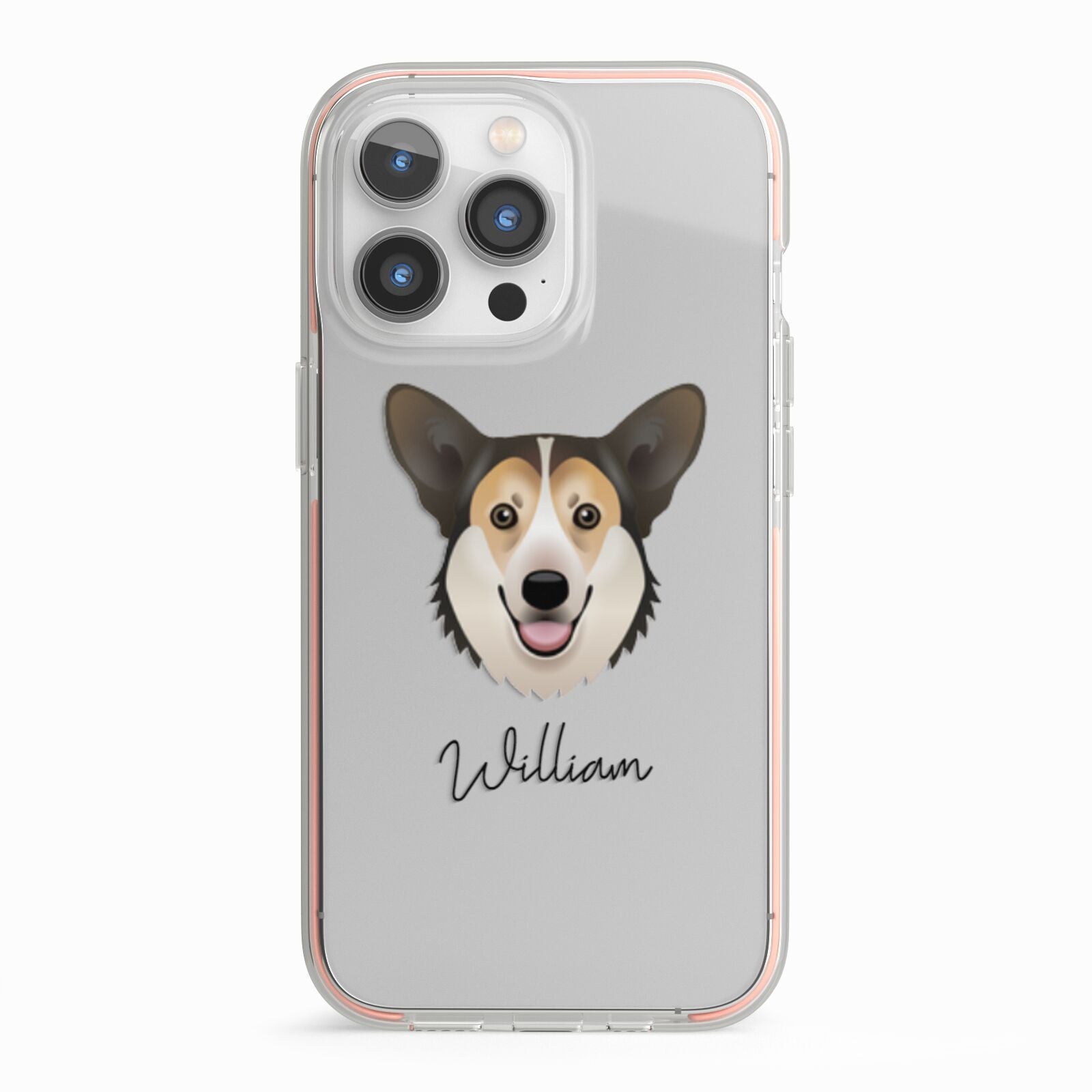 Pembroke Welsh Corgi Personalised iPhone 13 Pro TPU Impact Case with Pink Edges
