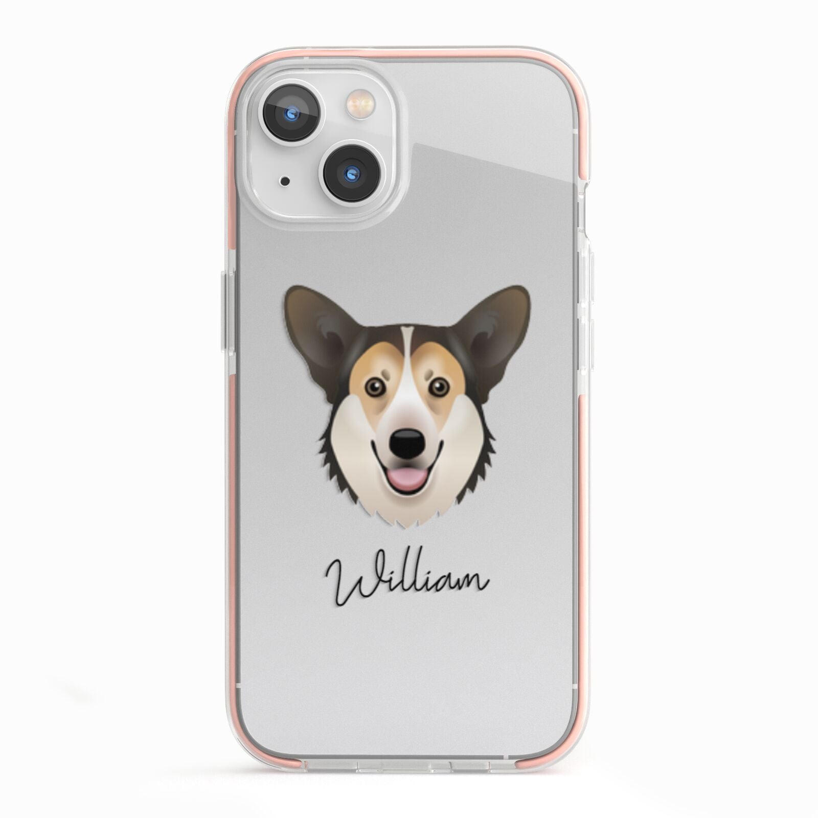 Pembroke Welsh Corgi Personalised iPhone 13 TPU Impact Case with Pink Edges