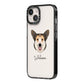 Pembroke Welsh Corgi Personalised iPhone 14 Black Impact Case Side Angle on Silver phone
