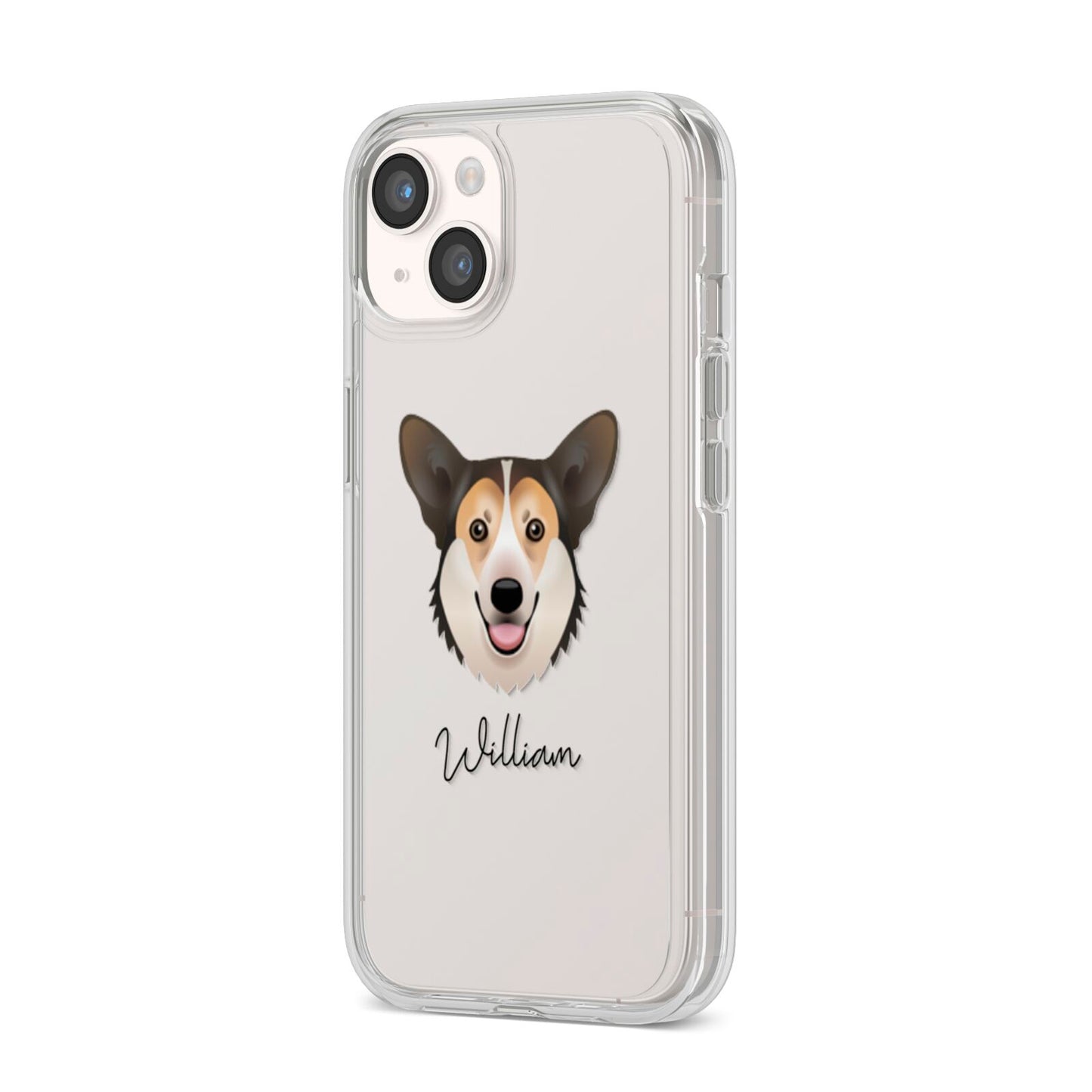Pembroke Welsh Corgi Personalised iPhone 14 Clear Tough Case Starlight Angled Image