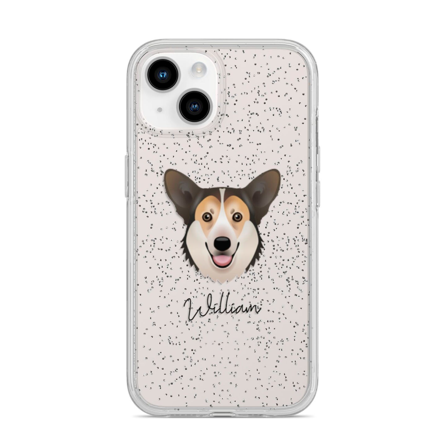 Pembroke Welsh Corgi Personalised iPhone 14 Glitter Tough Case Starlight