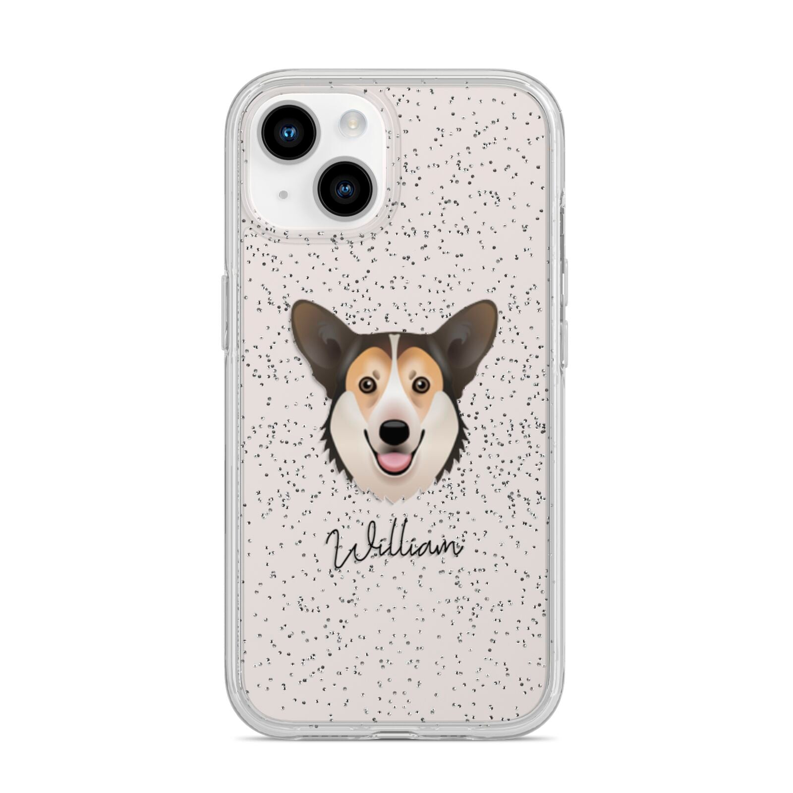 Pembroke Welsh Corgi Personalised iPhone 14 Glitter Tough Case Starlight