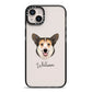Pembroke Welsh Corgi Personalised iPhone 14 Plus Black Impact Case on Silver phone