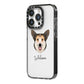 Pembroke Welsh Corgi Personalised iPhone 14 Pro Black Impact Case Side Angle on Silver phone